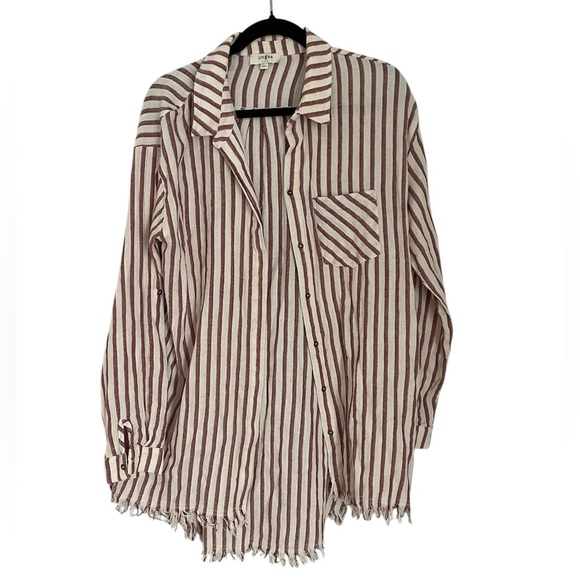 Umgee Striped Button-Up cotton shirt size L - Picture 1 of 10